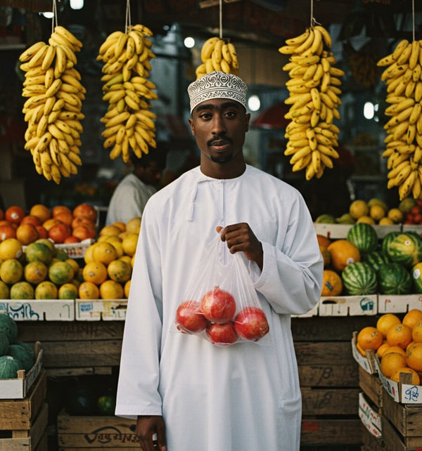 Tupac at the Fruit Market (AI Royalty Edition)

By Baby Picasso